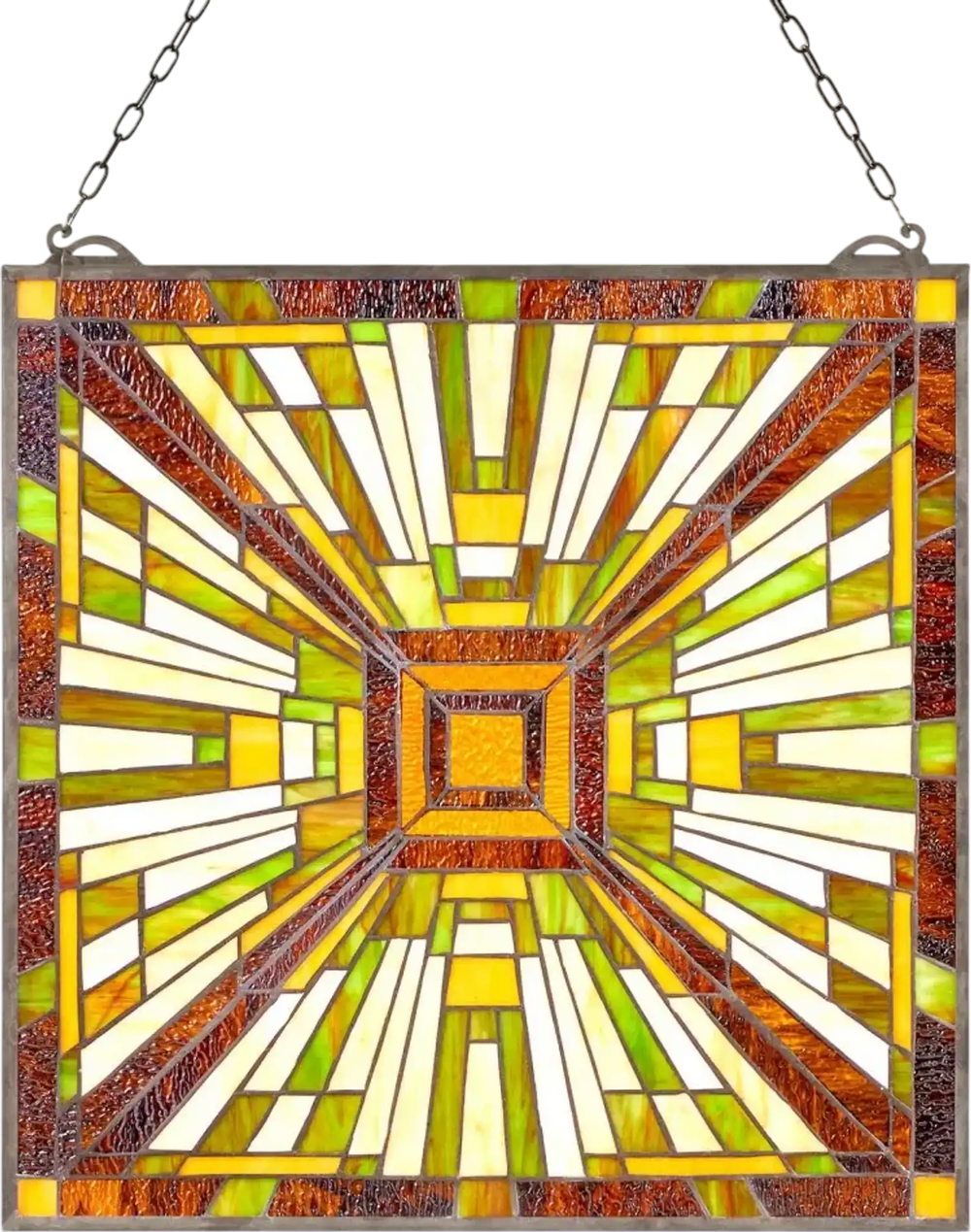VEVOR Stained Glass Window Panel, 20 x 21 in, Tiffany Style Hanging Transom Window Panel with Chain, Large Vertical Rectangle Stain Glass, Vintage Traditional Art Handcrafts for Kitchen Home Decor