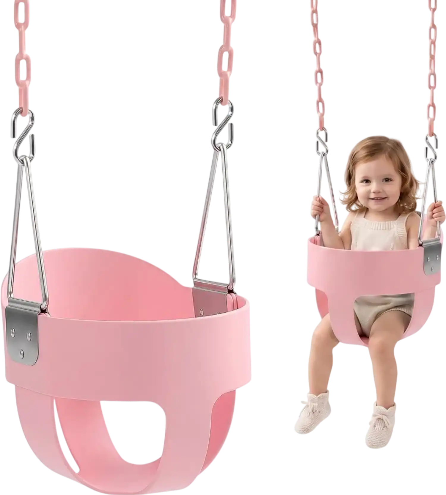Vevor Toddler Swing High-Back Full Bucket Baby Seat Pink New