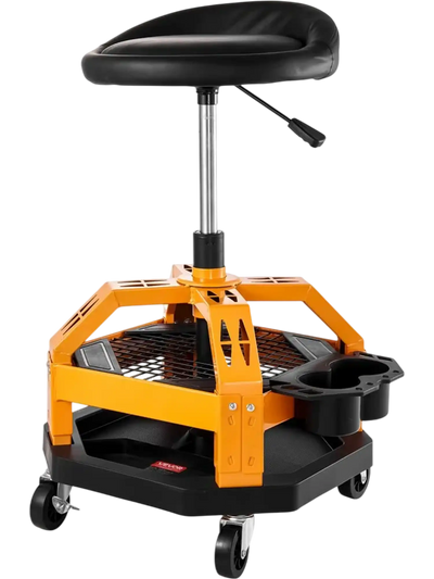 VEVOR Rolling Shop Stool, Heavy-Duty Pneumatic Garage Seat with 300 lbs Capacity, Adjustable Height Roller Creeper Seat, 360° Swivel Padded Workshop Stool with Casters, for Garage, Shop & Auto Repair