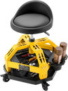 VEVOR Rolling Shop Stool with Wheels, 19.7"-25.6" Adjustable Height, 360° Swivel, 330 lbs Capacity, Garage Work Mechanic Stool with Backrest, Tool Tray Storage, Padded Seat Shop Chair, Black/Yellow