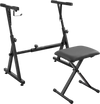 VEVOR Piano Keyboard Stand and Bench Set, Z Style, Heavy-Duty Digital Piano Music Stand and Seat, 250 lbs Capacity with Adjustable Piano Bench Width Height Wheels, Fits for 54-88 Key Electric Pianos
