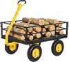 VEVOR Steel Garden Cart, 1200 lbs Heavy Duty Pullable Garden Wagon Yard Cart, 2 in 1 Outdoor Metal Utility Wagon Yard Trailer with 13" All Terrain Tires, Mesh Detachable Sides and 180° Rotating Handle