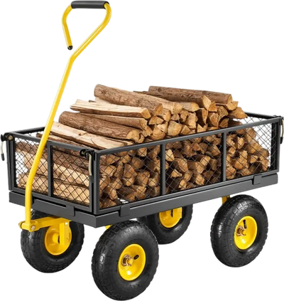 VEVOR 500 Lbs Steel Garden Cart, Heavy Duty Garden Wagon Cart Pullable on Wheels, Metal Yard Utility Wagon Carts with 10