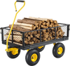 VEVOR 900 Lbs Heavy Duty Steel Garden Cart, Garden Wagon Cart on Wheels, Outdoor Metal Yard Utility Wagon Carts with 10" Tires and Mesh Removable Sides(Convert to Flatbed) and 180°Rotating Handle