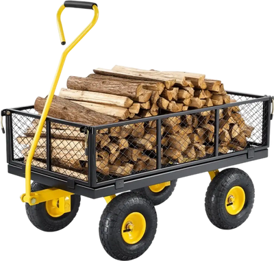 VEVOR 900 Lbs Heavy Duty Steel Garden Cart, Garden Wagon Cart on Wheels, Outdoor Metal Yard Utility Wagon Carts with 10
