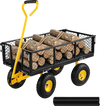VEVOR Steel Garden Cart, Heavy Duty 500 lbs Capacity, with Removable Mesh Sides to Convert into Flatbed, Utility Metal Wagon with 180° Rotating Handle and 10 in Tires, Perfect for Garden, Farm, Yard