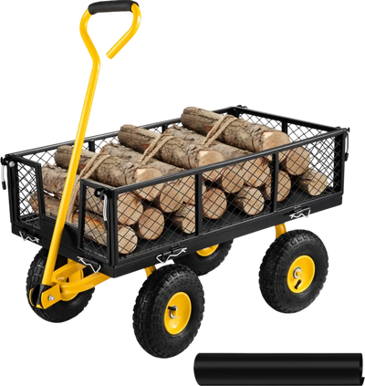 Vevor Garden Cart Heavy Duty 500 lbs Steel Utility Wagon with Removable Sides New