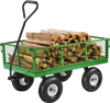 VEVOR 900 Lbs Steel Garden Cart on Wheels, Heavy Duty Pullable Garden Wagon Yard Cart, Outdoor Metal Utility Wagon with 10" Tires and Mesh Removable Sides(Convert to Flatbed), and 180°Rotating Handle