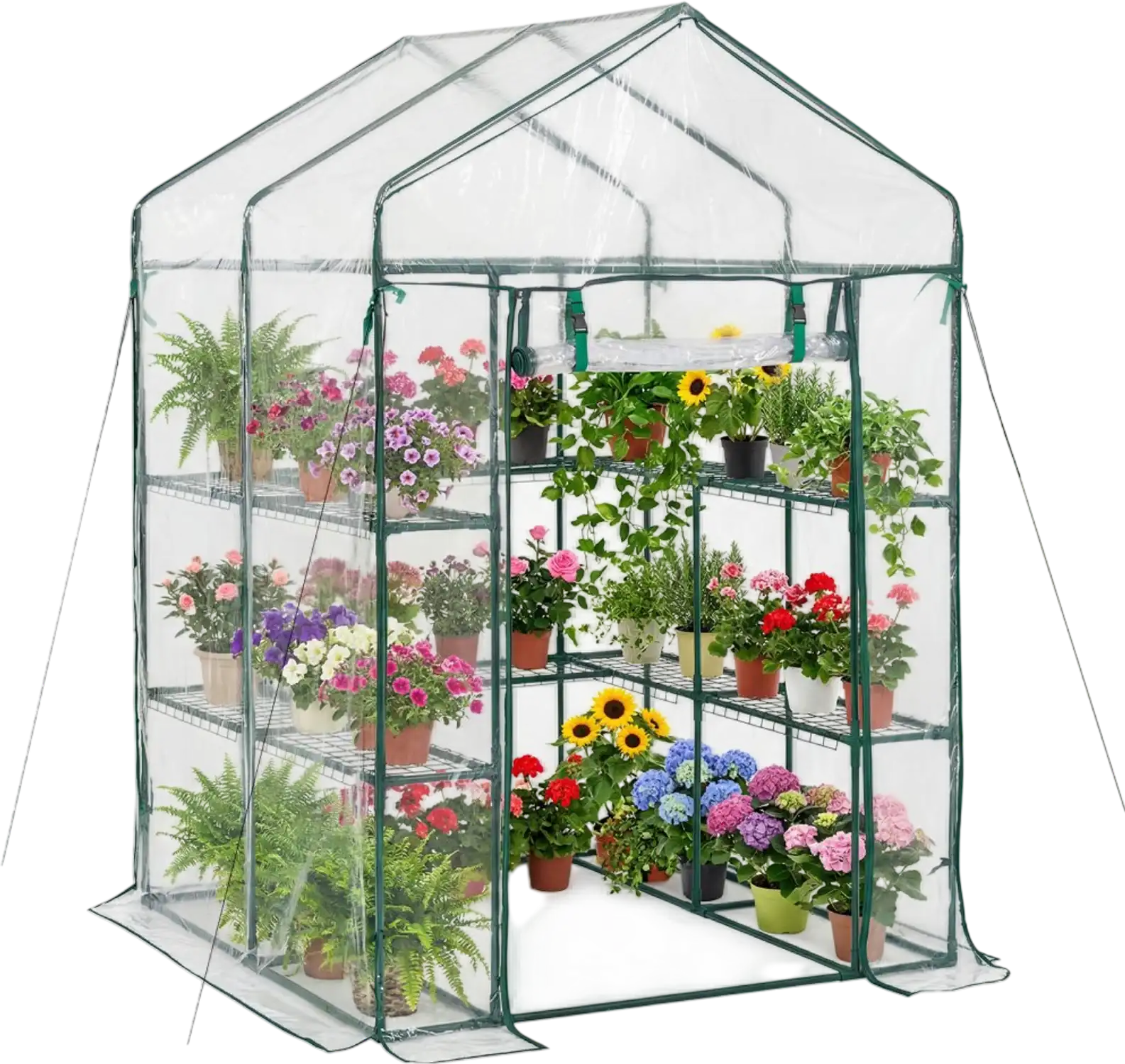 Vevor Greenhouse Walk-In Portable Green House with Shelves 54
