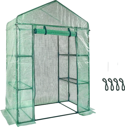 Vevor Greenhouse Walk-In 4.6' x 2.4' x 6.7' with Shelves and PE Cover New