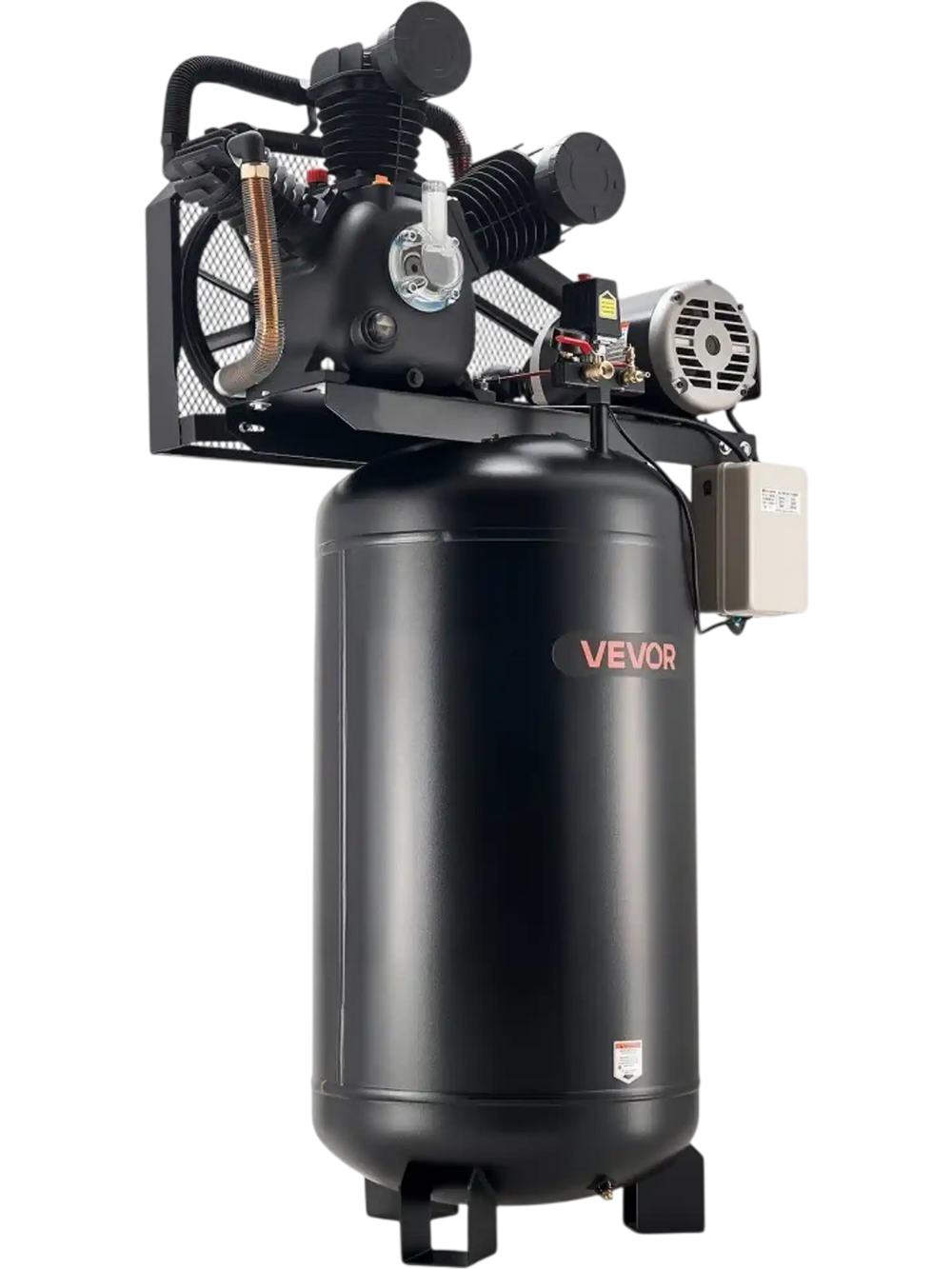 VEVOR 80 Gallons Heavy-Duty Air Compressor, 10HP 17 SCFM at 90PSI Air Compressors Max 175PSI, Oil-Lubricated Compressor Tank for Industrial Manufacturing, Large Workshops (230V 3-Phase, No Plug)