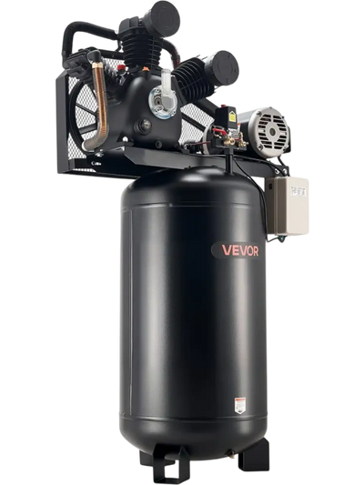 VEVOR 80 Gallons Heavy-Duty Air Compressor, 10HP 17 SCFM at 90PSI Air Compressors Max 175PSI, Oil-Lubricated Compressor Tank for Industrial Manufacturing, Large Workshops (230V 3-Phase, No Plug)