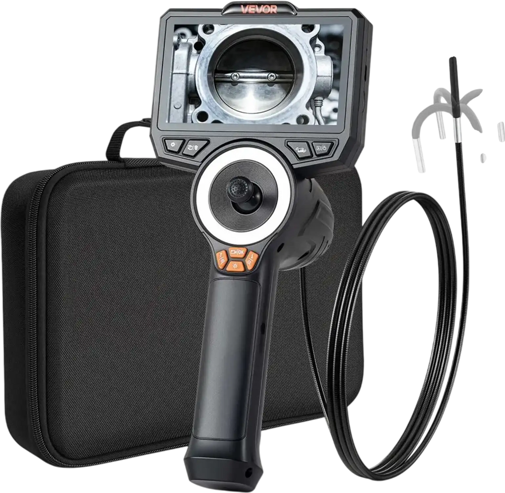 VEVOR Articulating Borescope with 3.9mm Ultra Slim Lens, 4-Way 360° Articulated Endoscope with Light, 4.5" HD IPS Screen, 8X Zoom Inspection Camera for Auto, Tight Mechanical Equipment (4.9FT Cable)