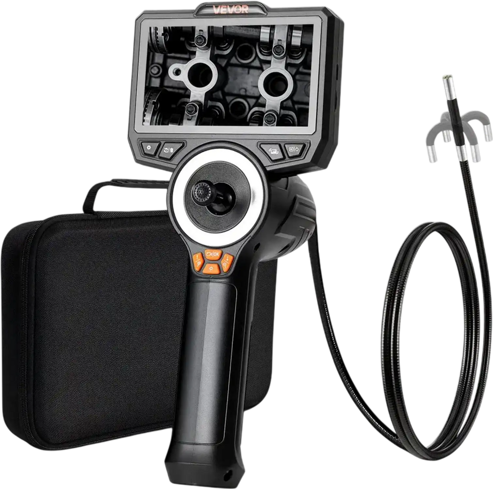 VEVOR Articulating Endoscope with Light, 4-Way 360° Articulated Borescope, 0.24" Slim Lens 1920 x 1080, 4.5" HD IPS Screen, 8X Zoom Inspection Camera for Auto, Mechanical Equipment (4.9FT Snake Cable)