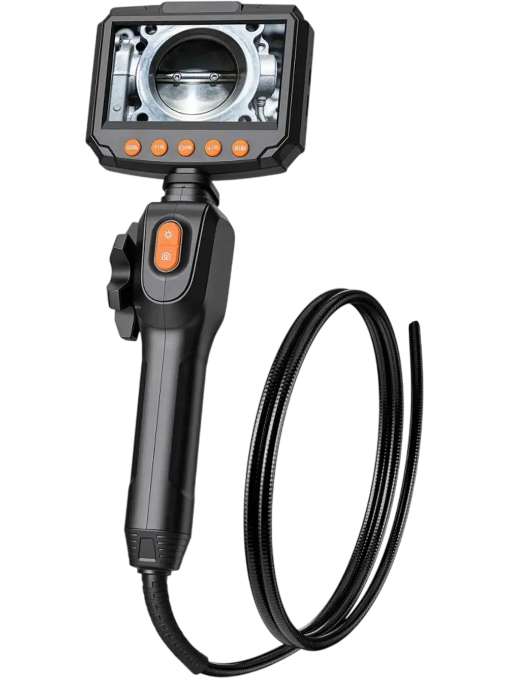 VEVOR Articulating Endoscope with Light, Two-Way Articulated Borescope Camera, 4.3" HD IPS Screen, 1280 x 720 Lens, 8X Zoom, IP67 Waterproof Inspection Snake Camera for Auto, Plumbing (4.9FT Cable)