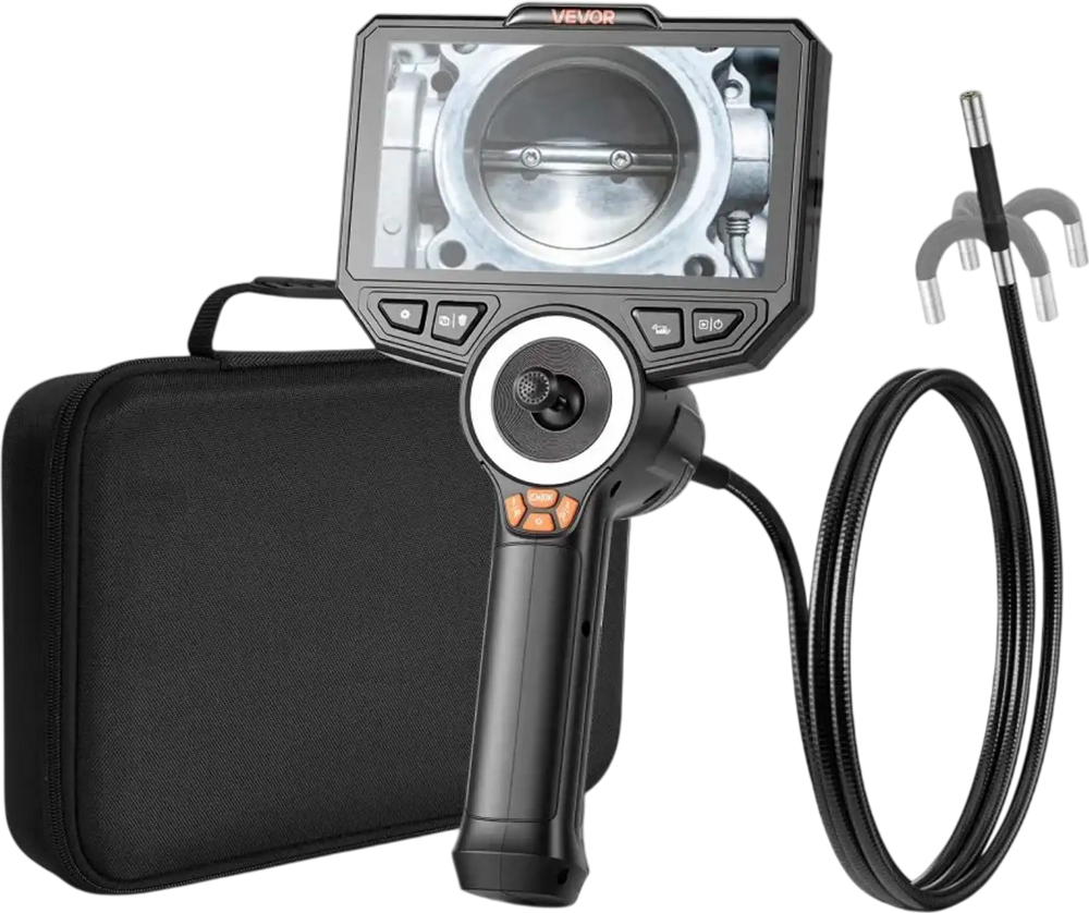 VEVOR Articulating Endoscope with Light, 4-Way 360° Articulated Borescope Camera, 6" HD IPS Screen, 1920 x 1080 Lens, 8X Zoom, 7000mAh Battery, IP67 Waterproof for Auto, Plumbing (4.9FT Snake Cable)