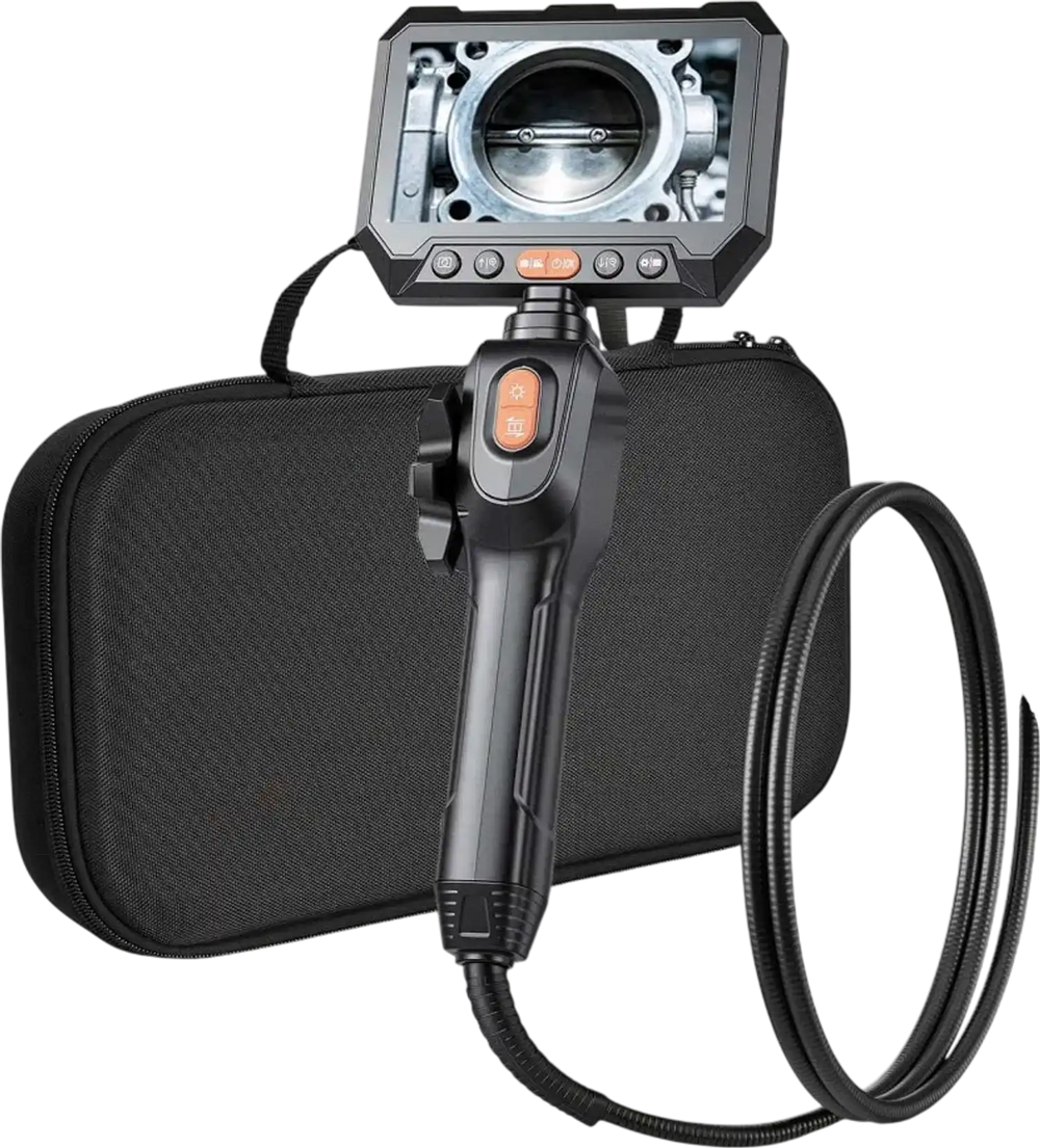VEVOR 2-Way Dual-Lens Articulating Endoscope with Light, 1080P HD Industrial Borescope Inspection Camera with Articulated Probe, Rigid Snake Scope Cam for Wall Automotive Engine Inspect-4.9FT