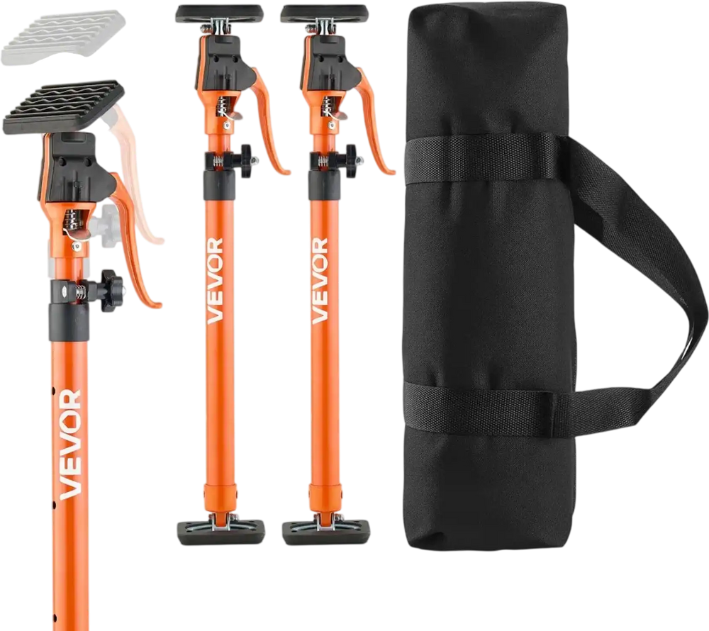 VEVOR Cabinet Jack Support Pole, 2-Pack, 25.4-45.3 Inch Steel Telescopic Quick Support Rod, Adjustable 3rd Hand System up to 220 lbs Capacity for Installing Cabinets, Lifting Drywall, Cargo Bars