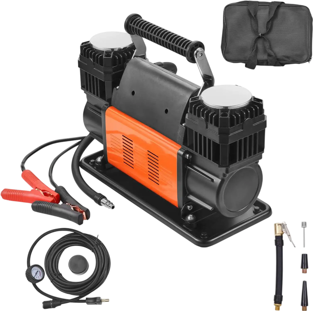 VEVOR 10.6 CFM Heavy Duty Air Compressor, 30s Fast Inflation | Dual-Cylinder Portable Tire Inflator, 12V 150PSI Offroad Air Pump with Adapters for Trucks Car SUV 4 x 4 Vehicle RV