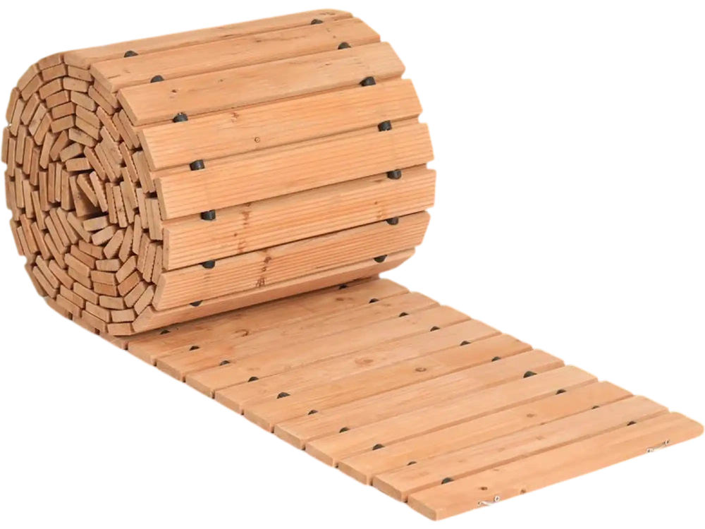 VEVOR Wooden Garden Pathway, 24 ft L x 17 in W, Non-Slip Straight Garden Walkway, Roll Out Cedar Outdoor Walkway Path with Wire Rope Connection, Decorative Garden Paver for Backyard Wedding Party