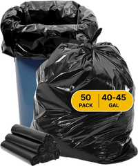 VEVOR Contractor Trash Bags, 40-45 Gallon Heavy Duty Contractor Trash Bags, 1.7 MIL Thick Large Black Industrial Garbage Bag, Big Garbage Bag (50 Count), for Commercial, Household and Industrial Use