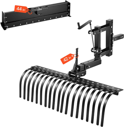 Vevor Tow Behind Landscape Rake 42 in. 19 Tines with Grading Blade & Lift Lever New