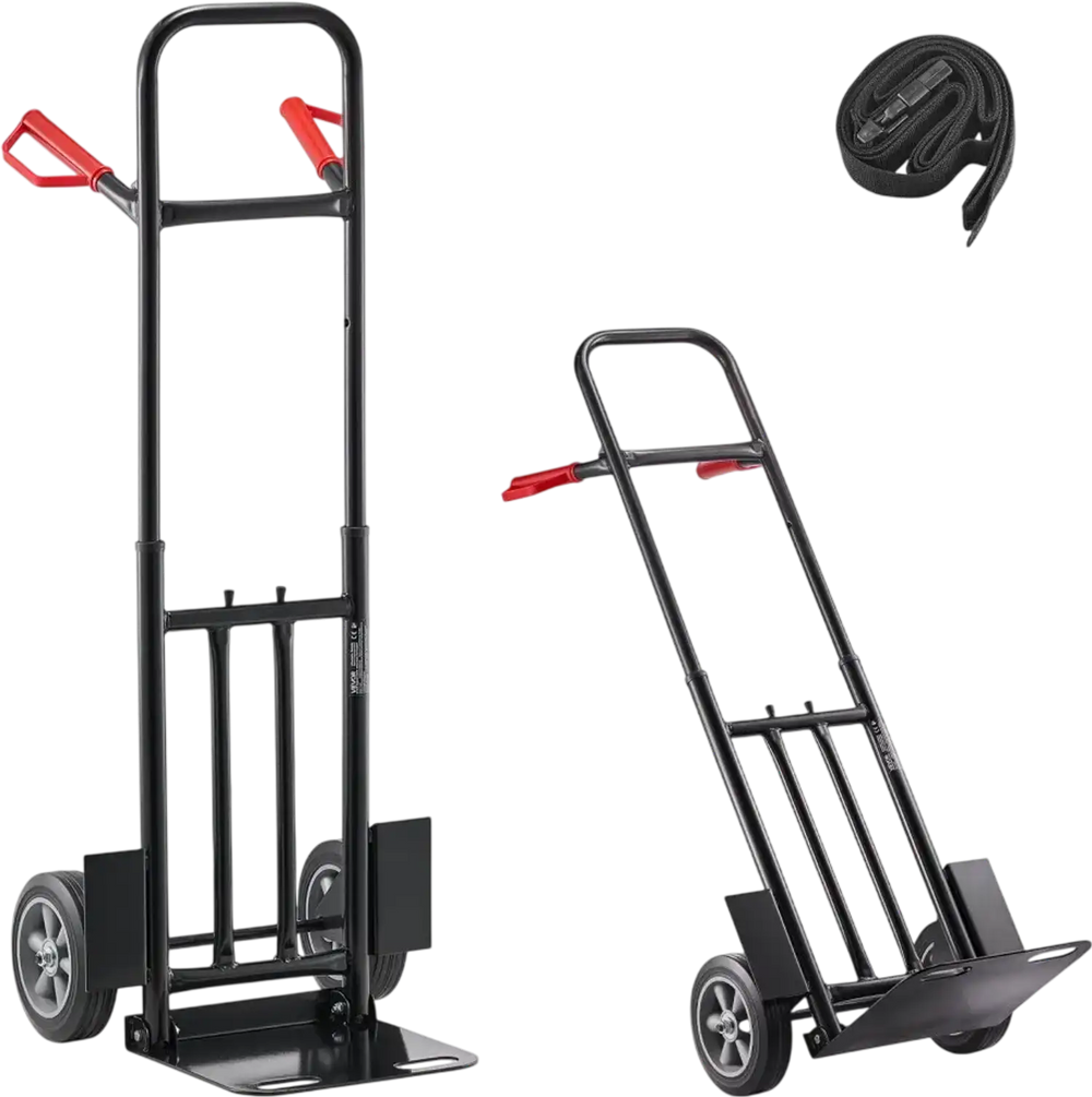 VEVOR Hand Truck, 600 lbs Load Capacity, Heavy-Duty Hand Truck Dolly with Wheels & Telescoping Handle, Portable Trolley Dolly with Tie-down Strap for Moving Home, Office, Warehouse, Supermarket