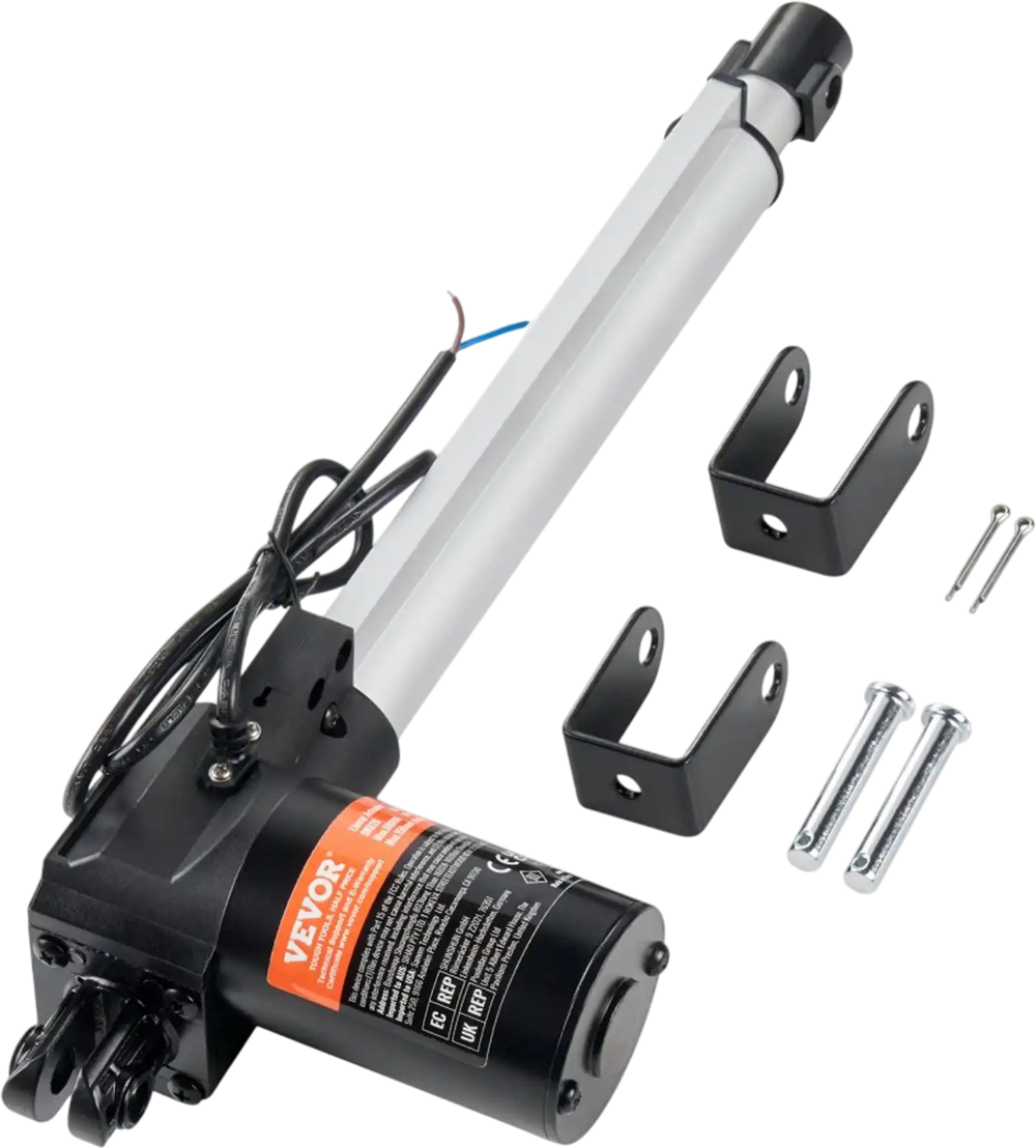 VEVOR Linear Actuator 12V, 10 Inch Heavy Duty 1320lbs/6000N Linear Actuator, 0.19"/s Linear Motion Actuator with Mounting Bracket & IP44 Protection for Electric Door Industrial Machinery Vessels Cargo