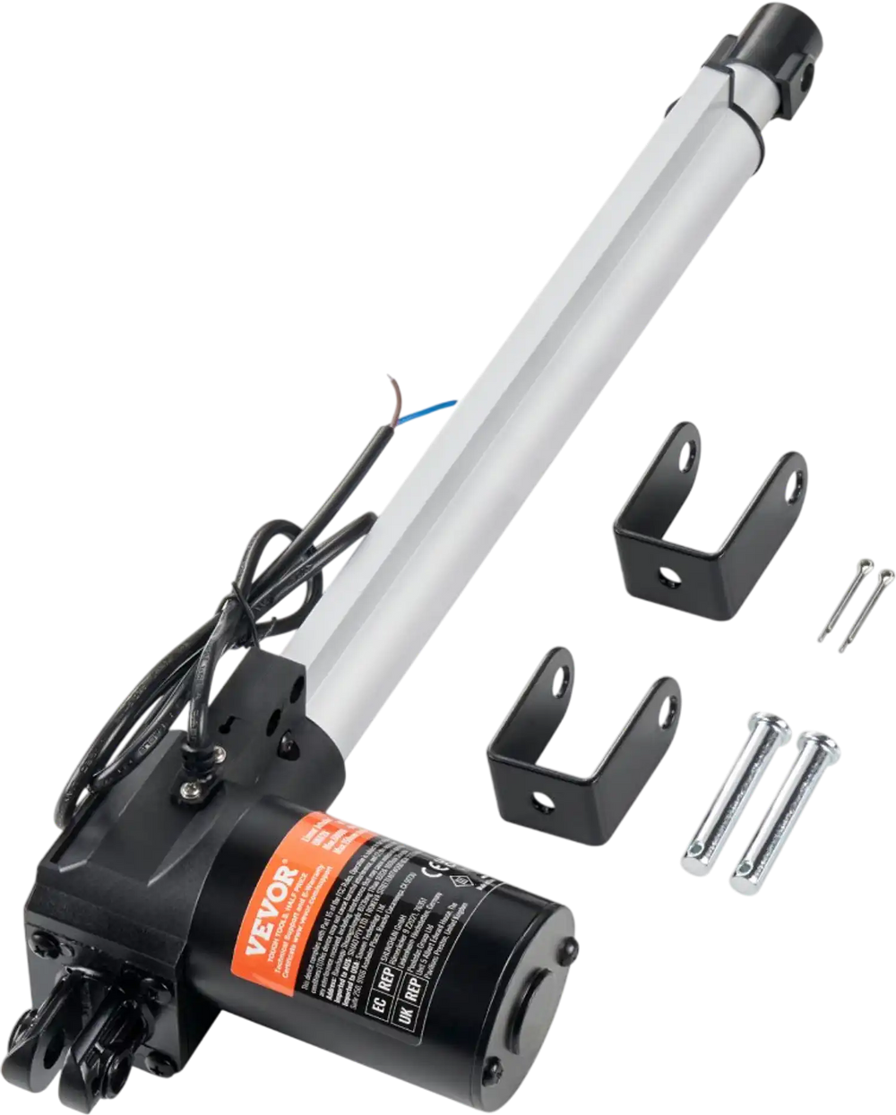 VEVOR Linear Actuator 12V, 12 Inch Heavy Duty 1320lbs/6000N Linear Actuator, 0.19"/s Linear Motion Actuator with Mounting Bracket & IP44 Protection for Electric Door Industrial Machinery Vessels Cargo