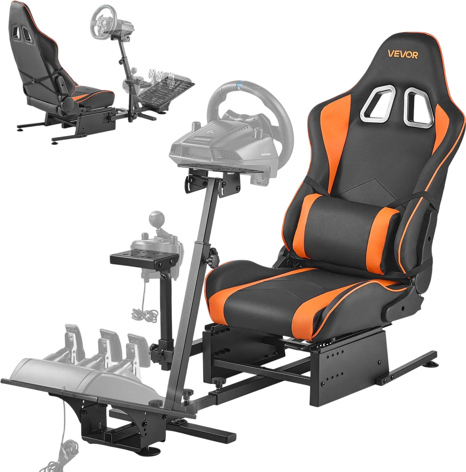 Vevor Racing Wheel Stand Simulator Cockpit with Upholstered Seat Steel Frame New