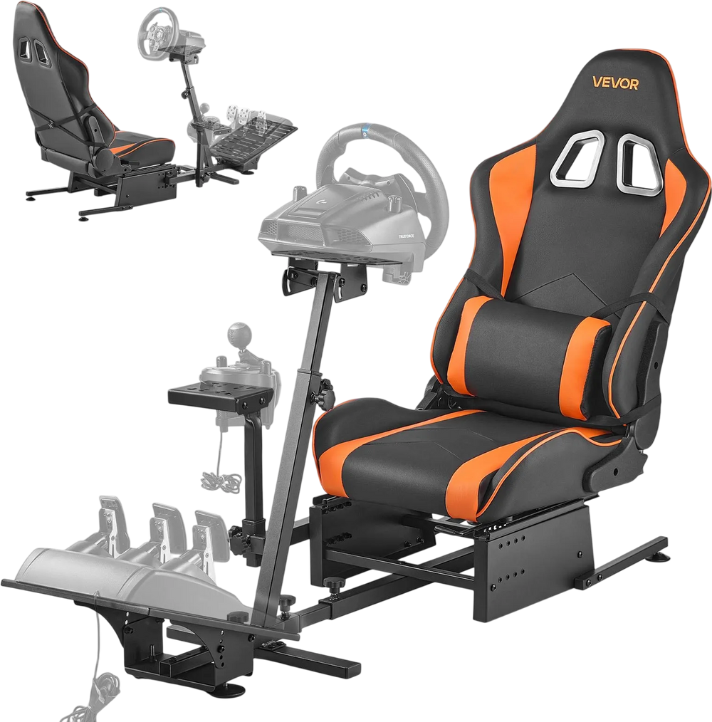 VEVOR Racing Wheel Stand, Heavy-Duty Simulator Cockpit Steering Wheel Stand, Fit Logitech G25, G27, G29, G920, G923, Thrustmaster T300RS, TX F458, T500RS, T3PA-PRO (F1/GT) and CSR Pedals