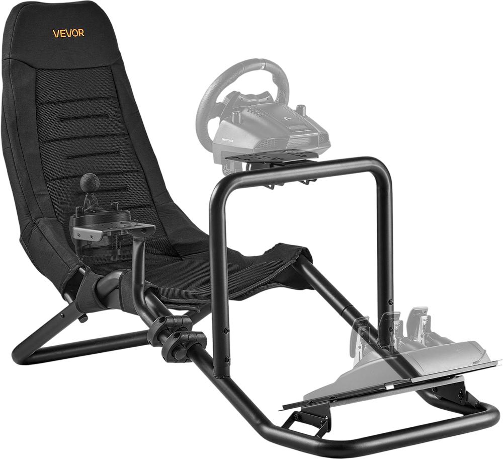 VEVOR Racing Wheel Stand, Heavy-Duty Integrated Simulator Cockpit Steering Stand, Fit Logitech G25,G27,G29,G920,G923, Thrustmaster T300RS,TX F458,T500RS,T3PA-PRO (F1/GT) and CSR Pedals, Black