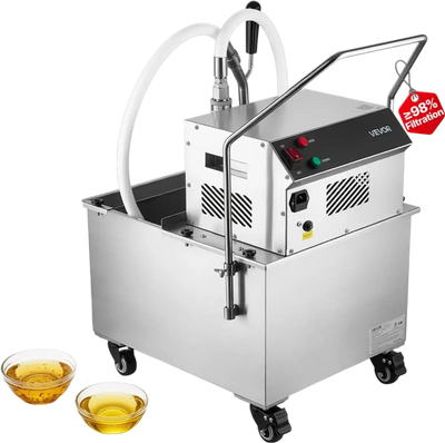 Vevor Fryer Filter Machine Commercial Mobile 38L 10Gal 370W Stainless Steel New