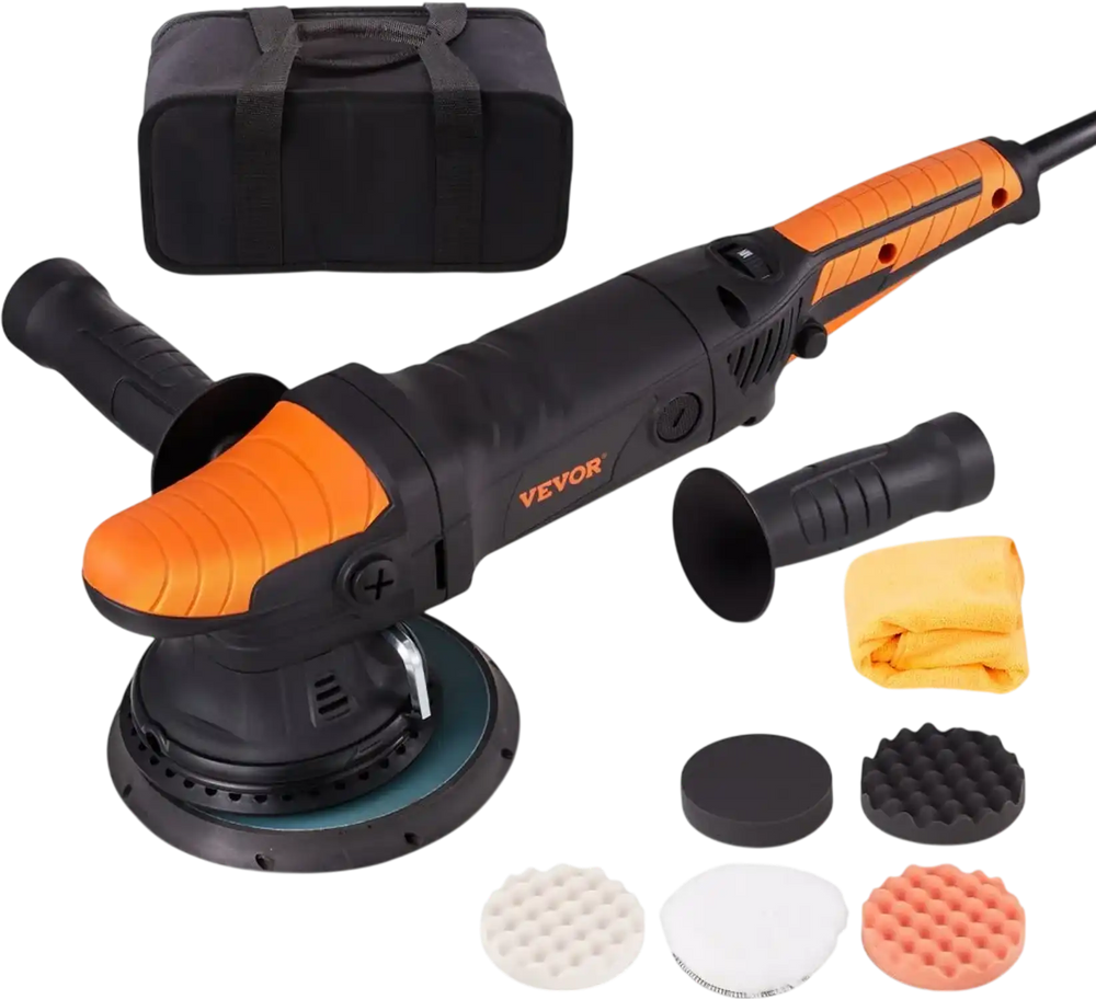 VEVOR Buffer Polisher, 6-Inch Random Orbital Polisher for Car Detailing, 6 Variable Speed 1900-4600RPM Dual Action Polisher Waxer Kit, with Detachable Handle for Car, Boat, Polishing, Waxing