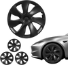 VEVOR Hubcaps Wheel Covers for 2021-2024 Tesla Model Y, 19 Inch Set of 4 Wheel Rim Cover Hubcaps OEM Style Replacement, R19 Size Snap On Car Hub Caps, Premium 7-Spoke ABS Tire Rim Caps, Matte Black