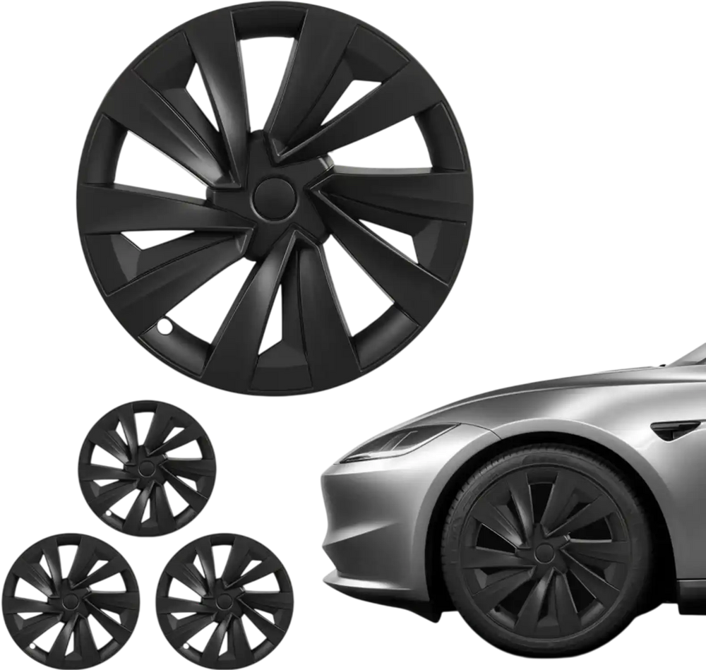 VEVOR Hubcaps Wheel Covers for 2025 Tesla Model Y, 19 Inch Set of 4 Wheel Rim Cover Hubcaps OEM Style Replacement, R19 Size Snap On Car Hub Caps, Premium Sturdy 10-Spoke ABS Tire Rim Caps, Matte Black