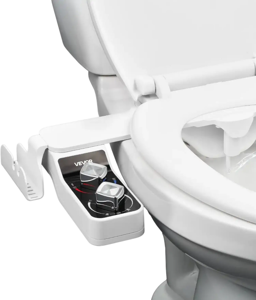 VEVOR Bidet Attachment for Toilet, Hot & Cold Non-Electric Water Sprayer - Dual Retractable Nozzles, Adjustable Water Pressure, 0.3’’ Ultra Thin Bidet Toilet Seat Attachment for Rear and Feminine Wash