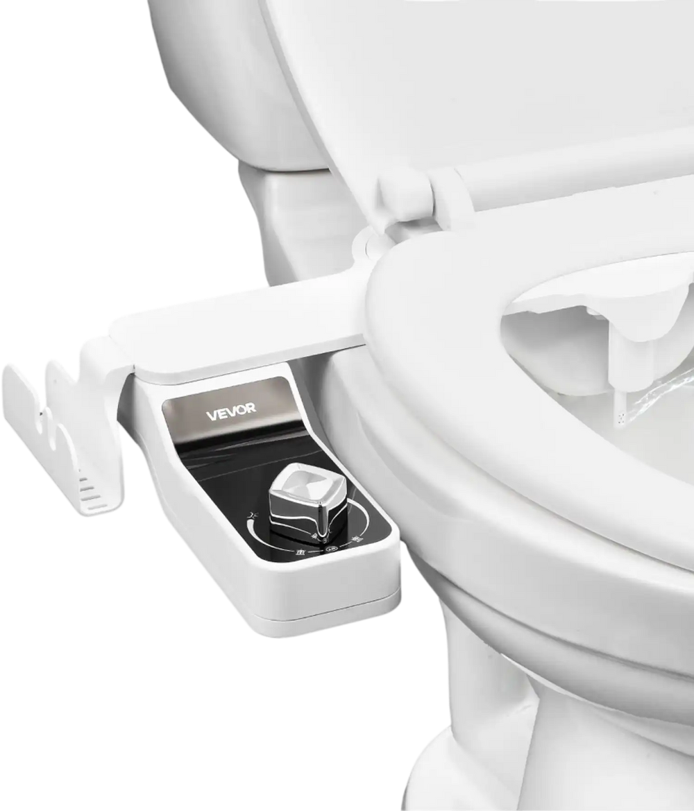 VEVOR Bidet Attachment for Toilet, 0.3" Ultra Thin Bidet Toilet Seat Attachment - Dual Retractable Nozzles, Adjustable Water Pressure, Non-Electric Cold Water Sprayer for Front Rear Water Wash, White