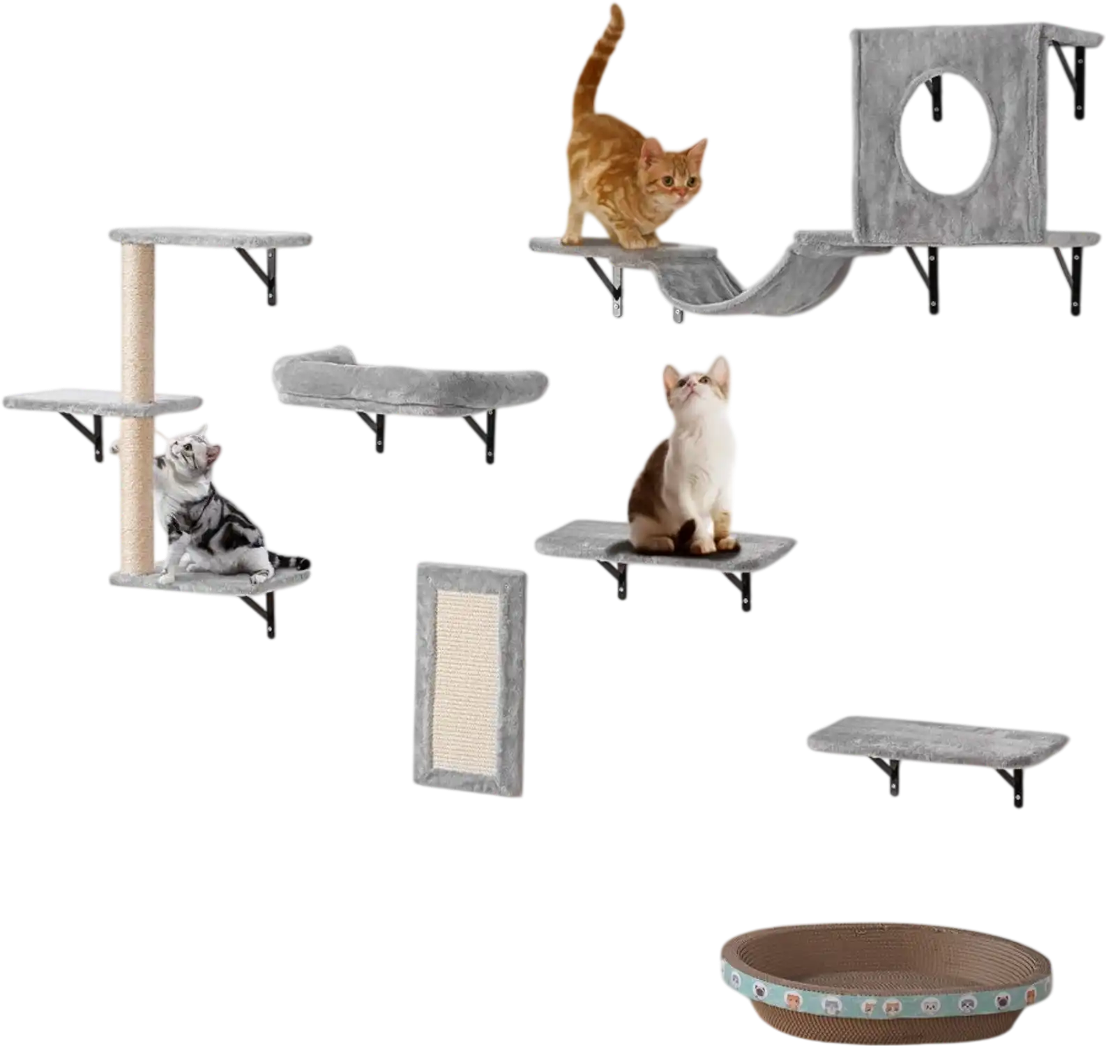 Vevor Cat Shelves Wall-Mounted Cat Furniture Set of 6 New