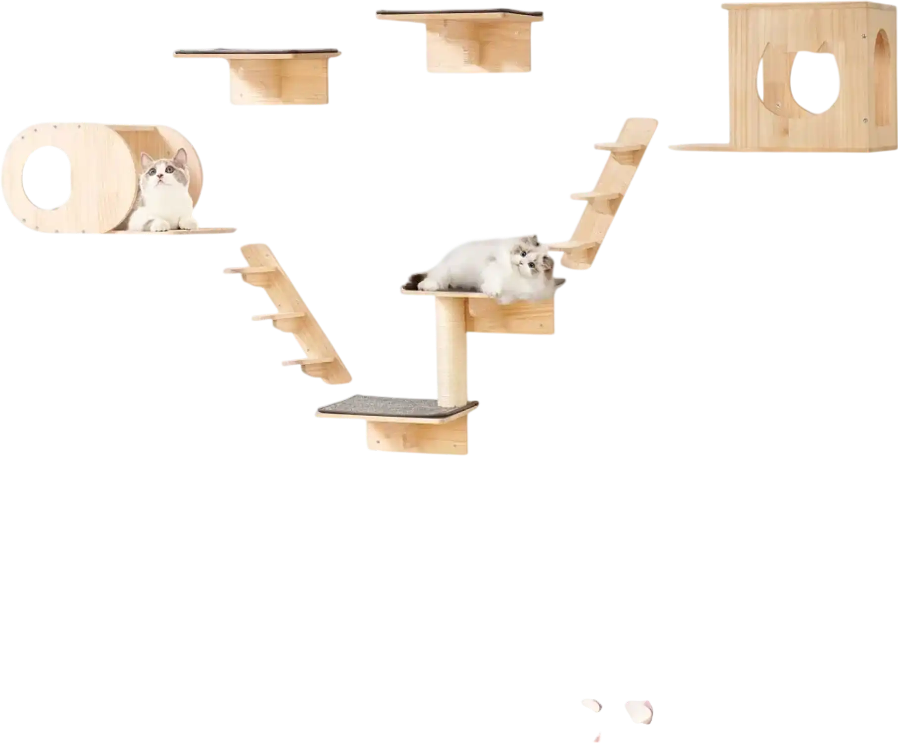 Vevor Cat Tree Wall-Mounted Shelves Hammock Nests 7-Piece Set New