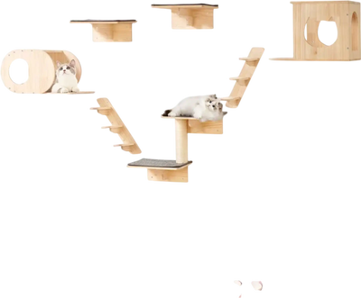 Vevor Cat Tree Wall-Mounted Shelves Hammock Nests 7-Piece Set New