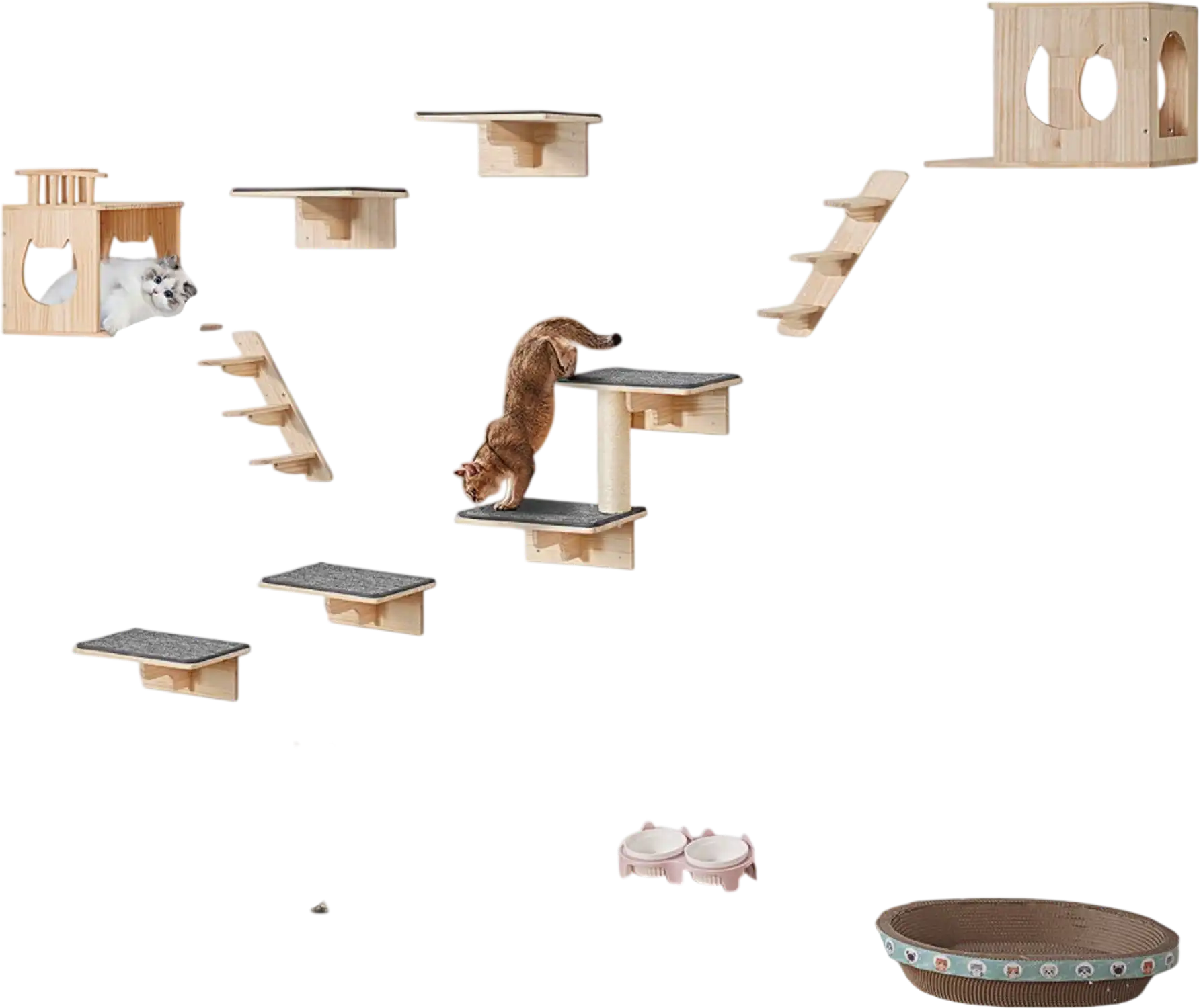 Vevor Cat Shelves Wall-Mounted 9-Piece Set New