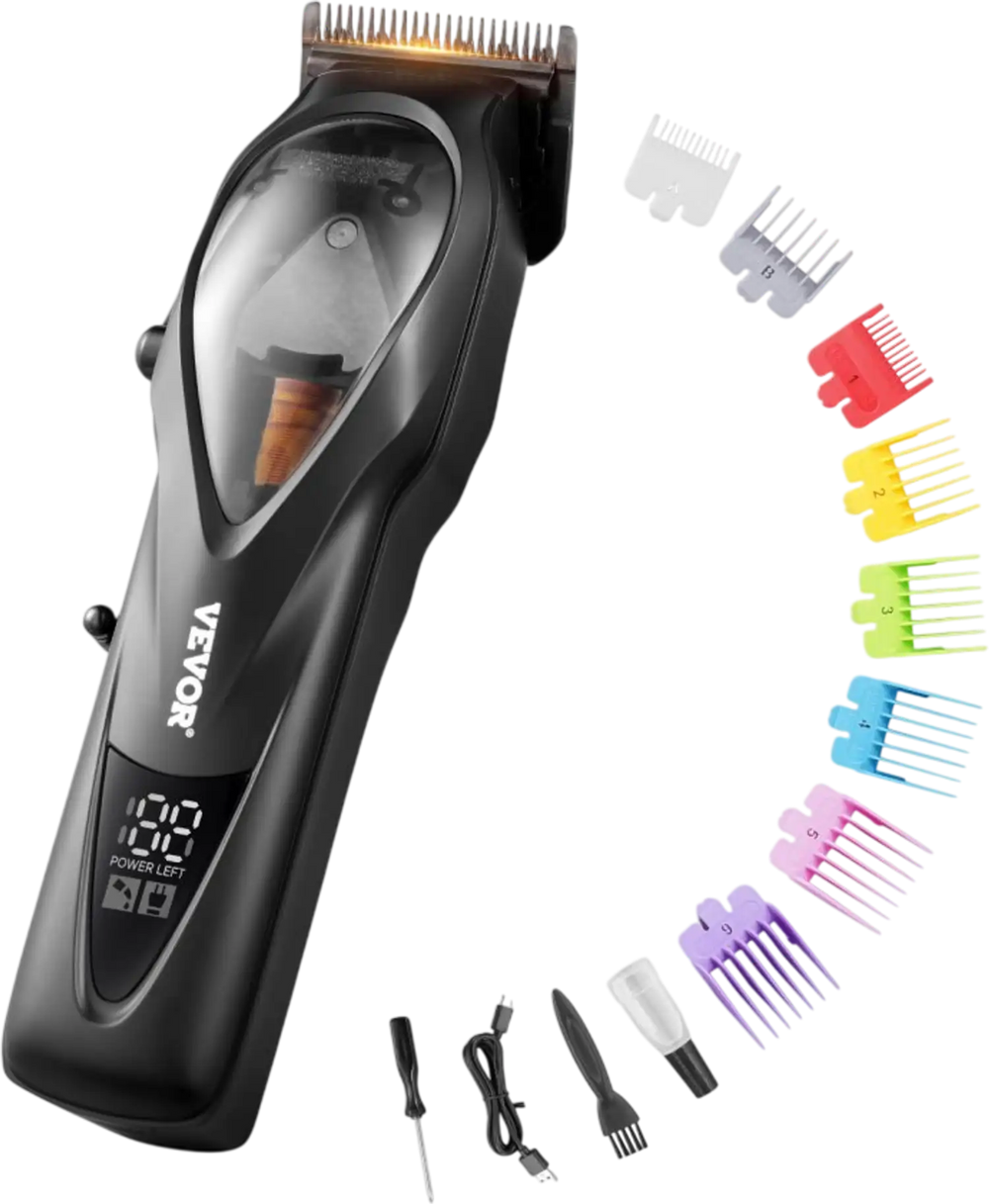 VEVOR Hair Clipper for Men with Magnetic Motor 10000RPM, Cordless Barber Clipper with DLC Fade Blade, Men's Hair Cutting Grooming Kit with 8 Guide Combs for Home Barber, Ideal Gift for Man