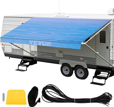 Vevor RV Awning Fabric Replacement Canopy 20' Ocean Blue Fade New