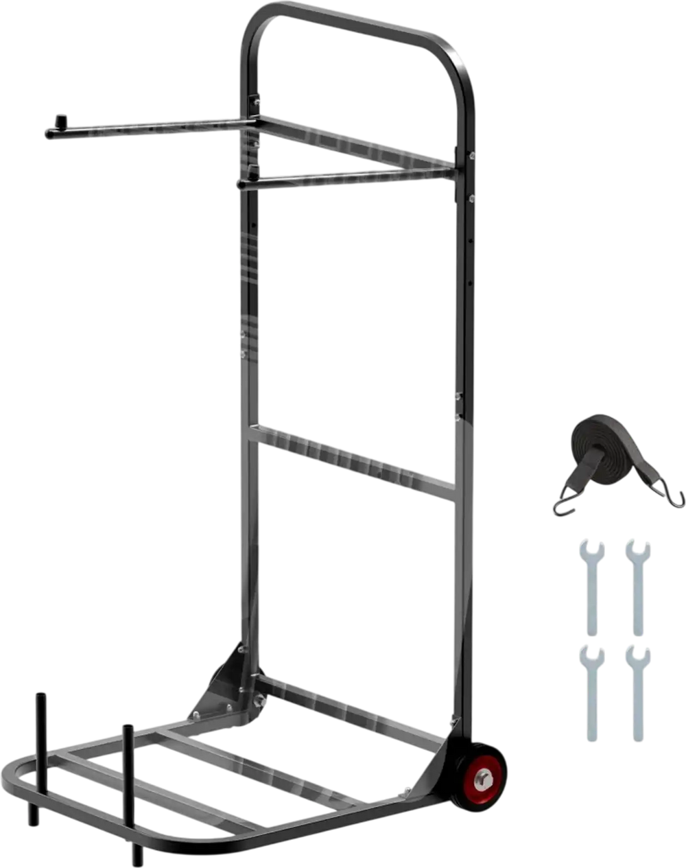 VEVOR Folding Chair Rack, 100 LBS Capacity, Heavy-duty Chair Cart for Hanging 10 Chairs, Multi-Function Metal Chair Storage Dolly with Rubber Wheels, Push-Style Chair Holder, Matte Black