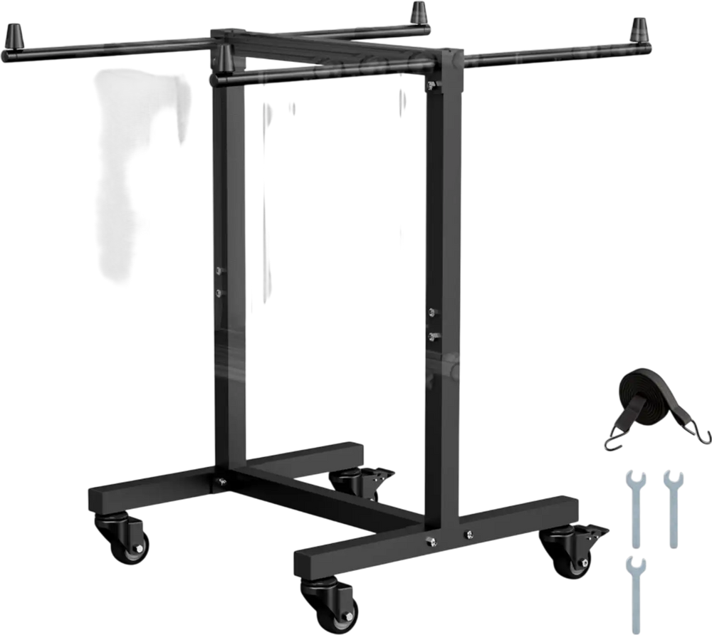 VEVOR Folding Chair Rack, 200 LBS Capacity, T-shape Chair Cart for 14 Chairs, Heavy-duty Metal Chair Storage Dolly with Rubber Wheels, Multi-Function Chair Holder for Party Event,Hotel, Matte Black