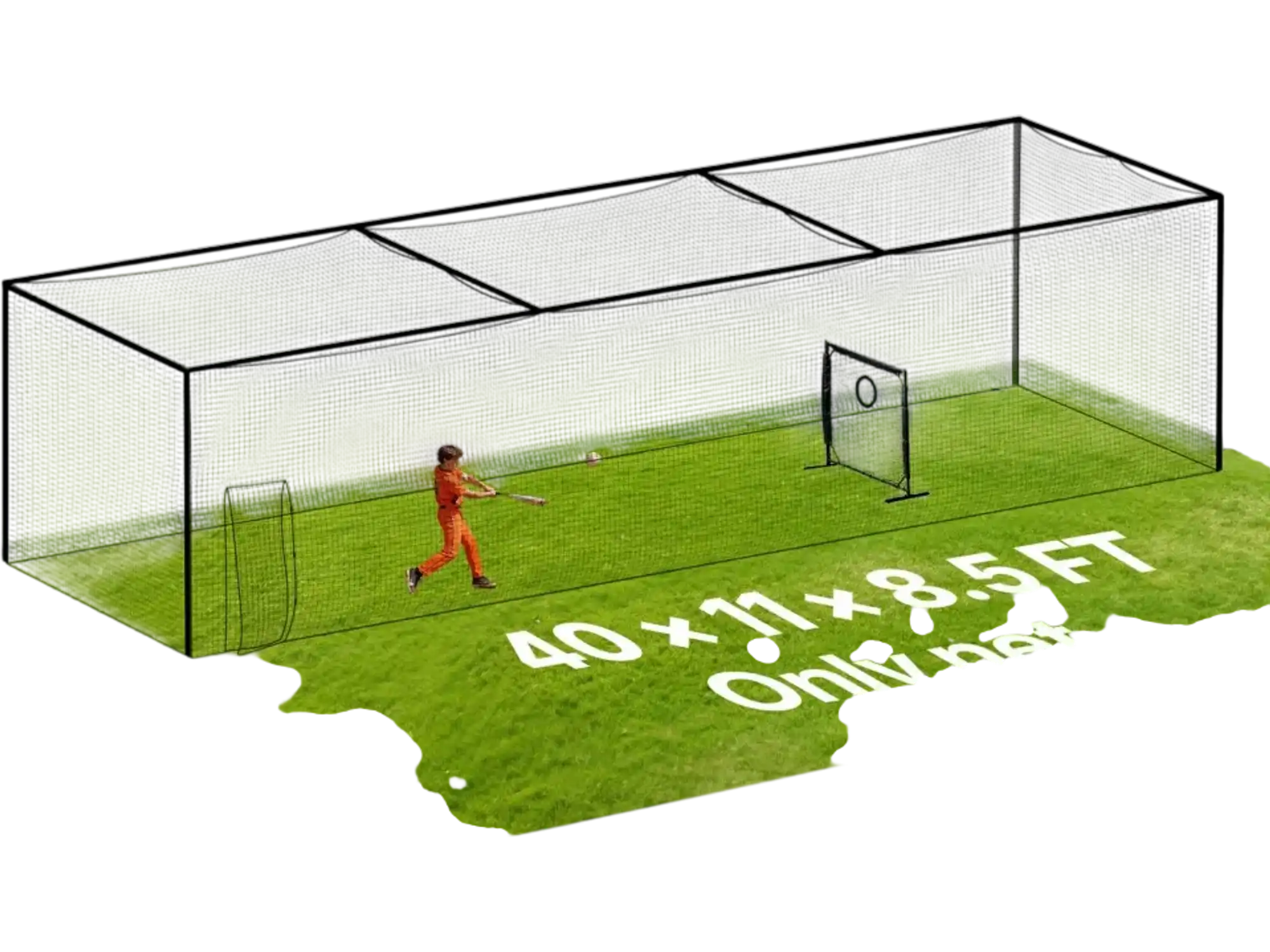 Vevor Baseball Batting Cage 40 x 11 x 8.5' Freestanding Hitting Net for Indoor & Outdoor Practice New