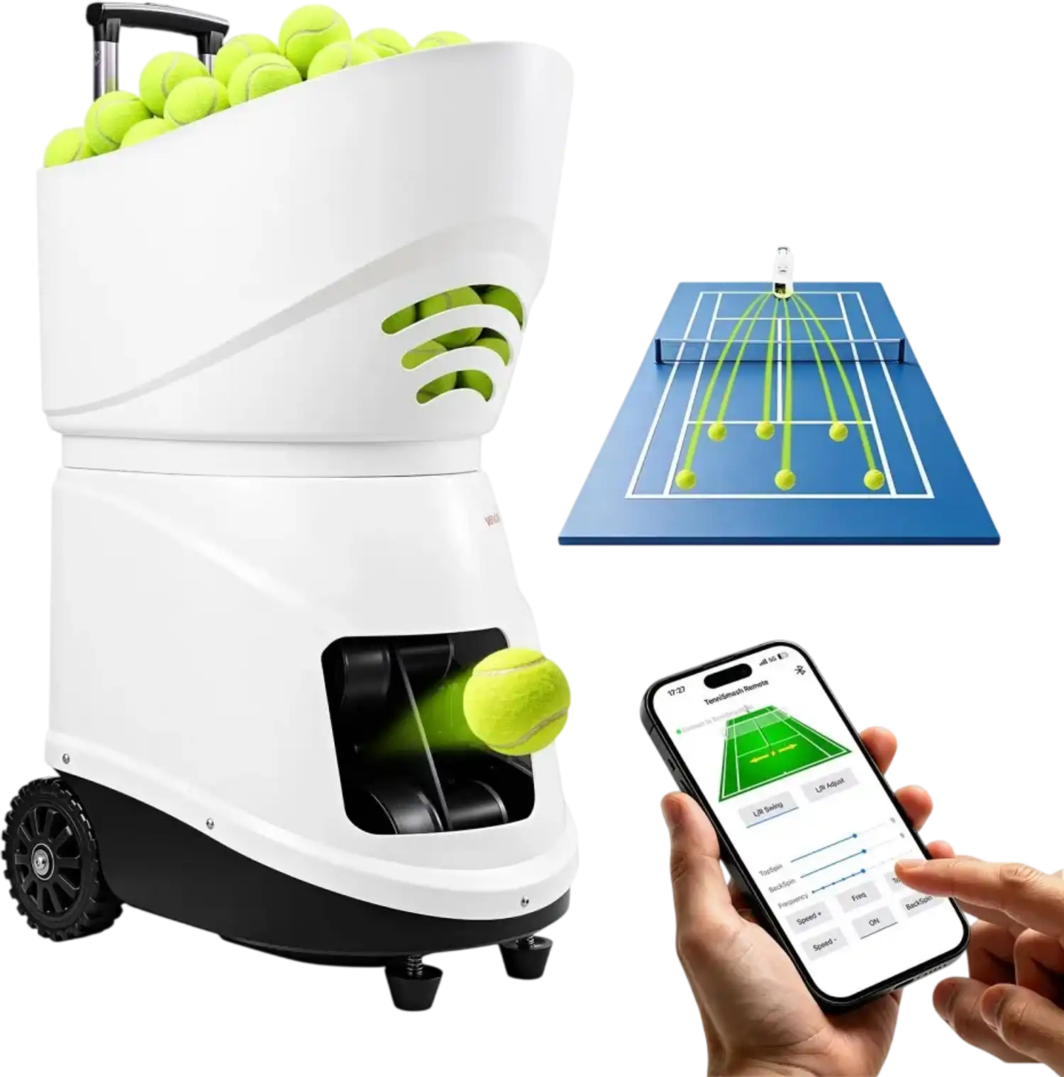 Vevor Tennis Ball Machine App-Controlled Auto Ball Launcher New