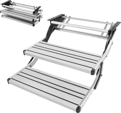 Vevor RV Steps Manual Retractable 2-Step Folding Camper Stairs New