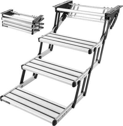 Vevor RV Stairs 3-Step Manual Retractable Non-Slip 440 lb. Capacity New